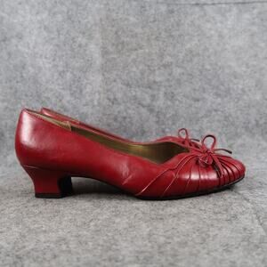 Soft Style Hush Puppies Shoes Womens 6 Pump Retro Vintage Red Bow Block Low Heel